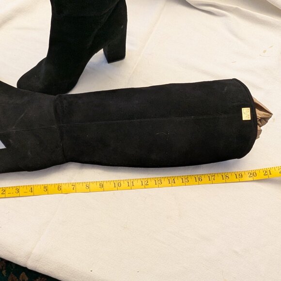 Diane Von Furstenberg Black Suede Heeled Boots - Picture 12 of 16